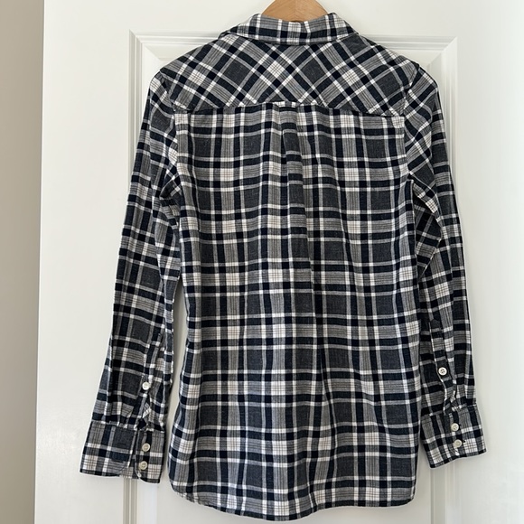 J Crew Boy-Fit Black & White Plaid Popover Top w Patch Pocket w MEASUREMENTS XXS - Picture 7 of 11